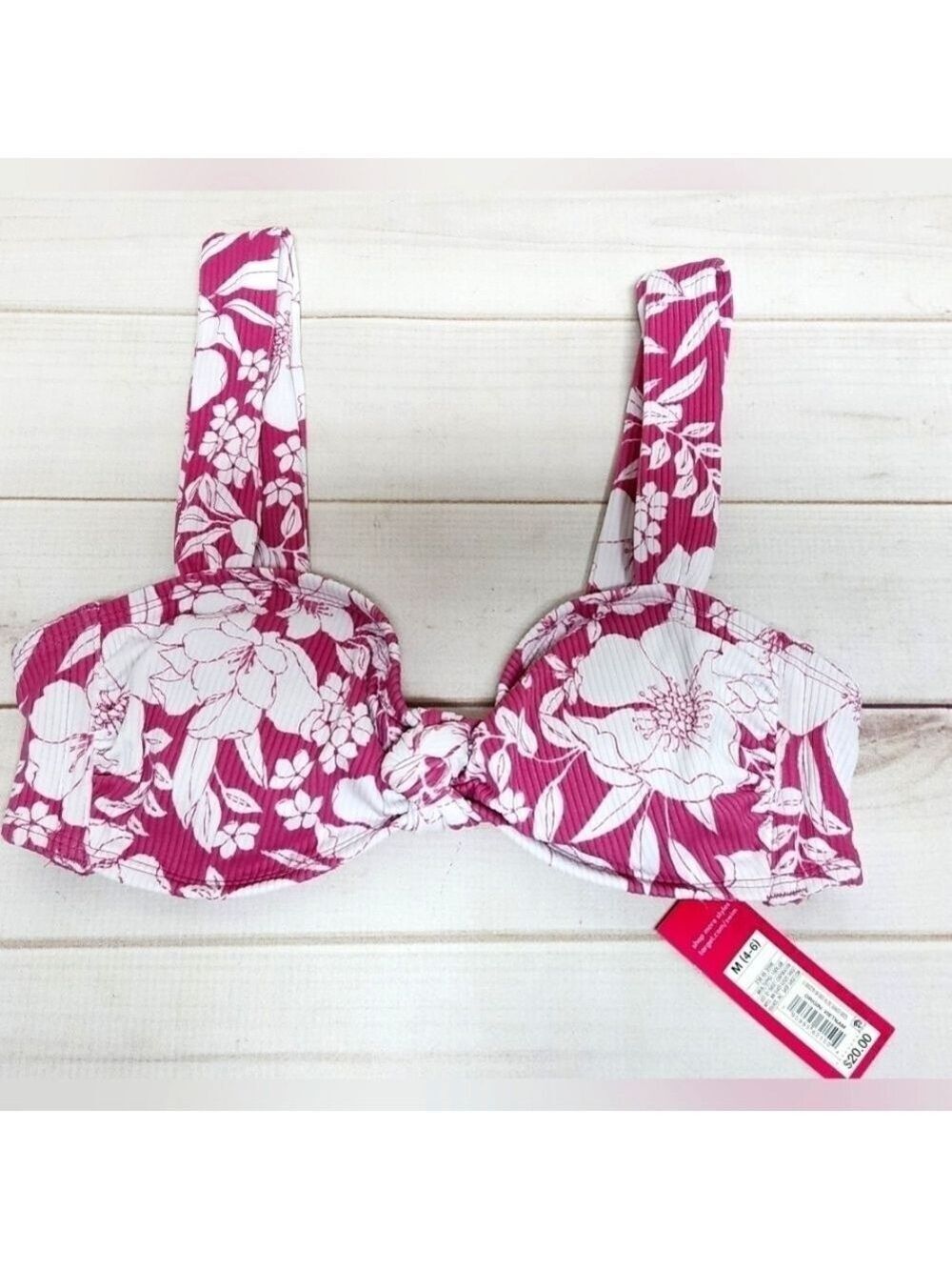Xhilaration Juniors' Ribbed Knot-Front Bralette Bikini Top Medium - New With Tag